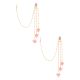 Mirror & Pearl Ear Chain Earrings with Pink Bead Drops Pair